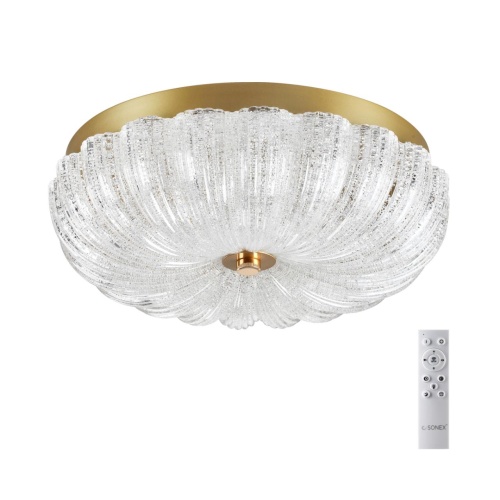 SONEX 7719/36L PIKO LED SN 567 Светильник металл/стекло/прозрачный/золотой LED 36Вт 3000-6500K D300 IP20 пульт ДУ TESORO