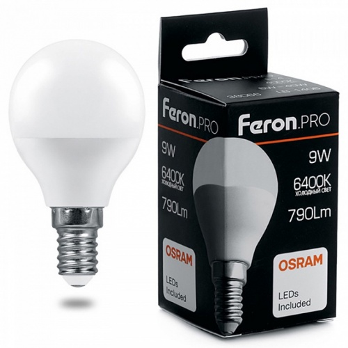 Лампа светодиодная Feron LB-1409 E14 9Вт 6400K 38079 Лампа светодиодная Feron LB-1409 E14 9Вт 6400K 38079