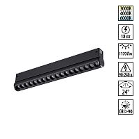 NOVOTECH 359948 PORT NT25 214 черный Трековый светильник с переключ. цв. темпер. IP20 LED 3000К\4000К\6000К 18W 90-240V VECTOR