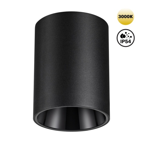 NOVOTECH 359422 OVER NT24 430 черный Светильник накладной влагозащищённый IP54 LED 15W 170-265V 3000К 1350Лм RECTE