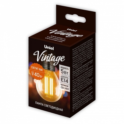 Лампа светодиодная Uniel VINTAGE E14 5Вт 2250K UL-00010551 фото 2