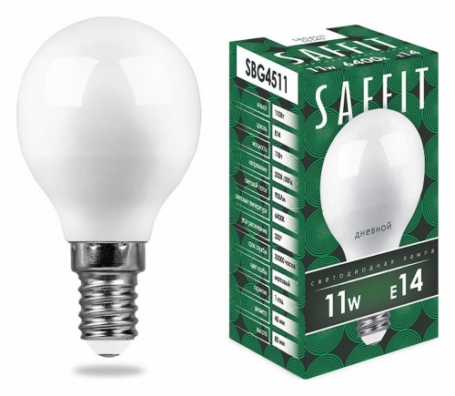 Лампа светодиодная Feron Saffit SBG4511 E14 11Вт 6400K 55140 Лампа светодиодная Feron Saffit SBG4511 E14 11Вт 6400K 55140