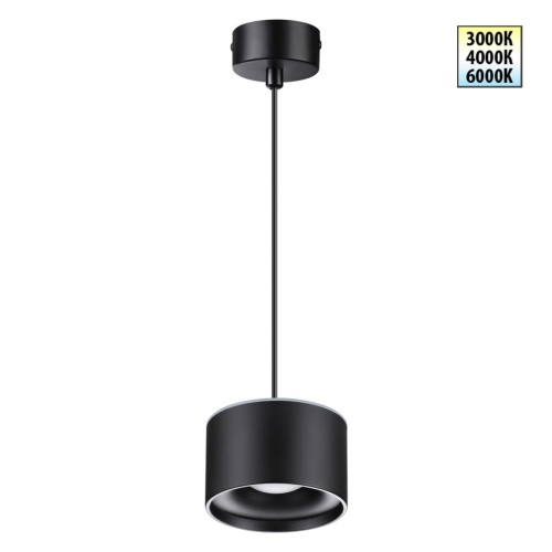 NOVOTECH 358968 OVER NT22 352 черный Светильник накладной с переключ. цв. температуры, провод 2м IP20 LED 3000К\4000К\6000К 12W вниз + 3ВW вверх 110-265V GIRO