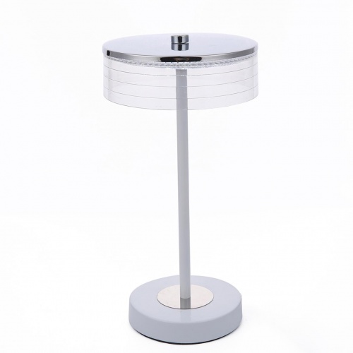 LUMION 8252/1TL LEDIO LN26 531 серебро/белый/прозрачный, металл/акрил Настольная лампа LED 7W 4000К 220V SATIANA