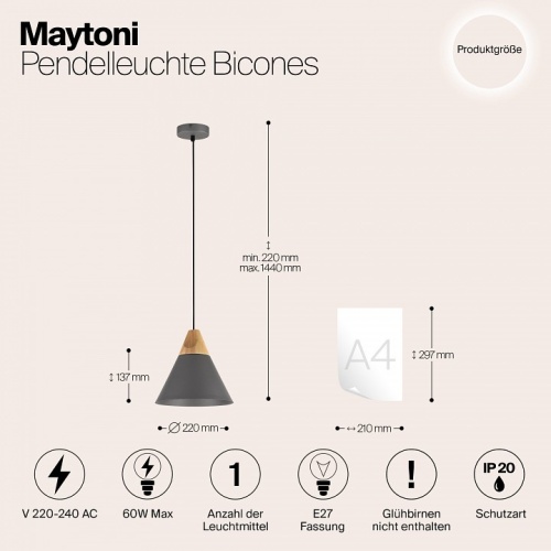 Подвесной светильник Maytoni Bicones P359-PL-220-C фото 5
