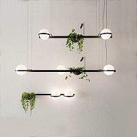 Реечный подвесной светильник PALMA Wall lamp 3 шара + 1 вазон горизонтальная