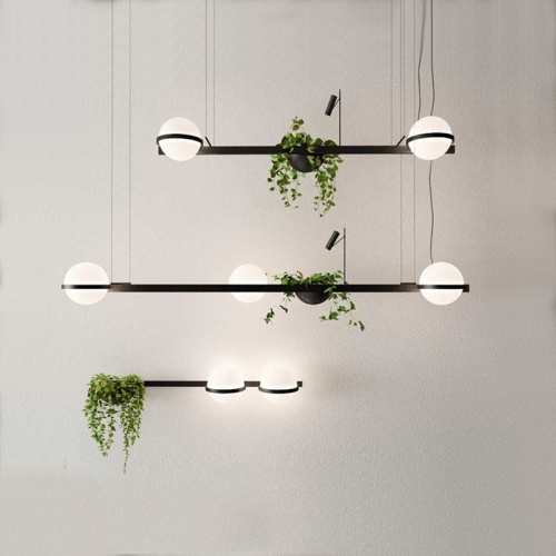 Реечный подвесной светильник PALMA Wall lamp 3 шара + 1 вазон горизонтальная Реечный подвесной светильник PALMA Wall lamp 3 шара + 1 вазон горизонтальная