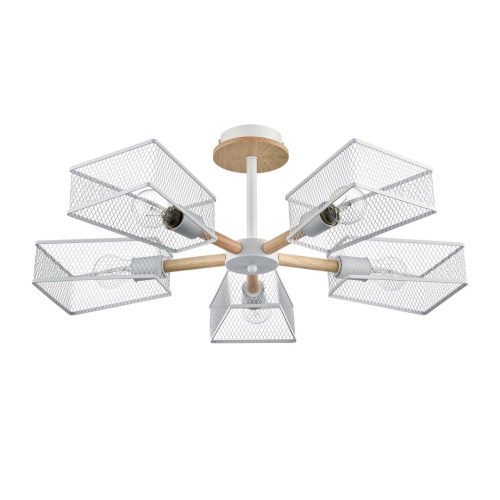 LUMION 8246/5C COUNTY LN25 000 белый, металл/дерево Люстра потолочная Е27 5*60W 220V IRMA