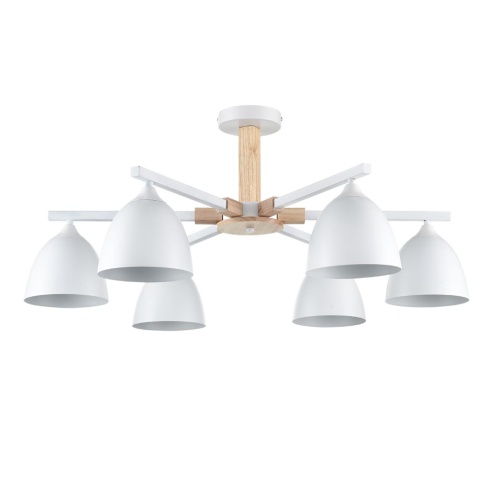 LUMION 8095/6C MODERNI LN26 340 белый/белый металл, дерево/металл Люстра потолочная Е27 6*60W 220V COLANGE