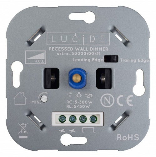 Диммер роторный Lucide Recessed Wall Dimmer Nl 50000/00/31 фото 3