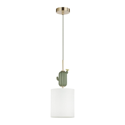ODEON LIGHT EXCLUSIVE 5425/1 MODERN ODL_EX24 099 золотой/зеленый/белый/металл/керамика/ткань Подвес E14 1*40W CACTUS