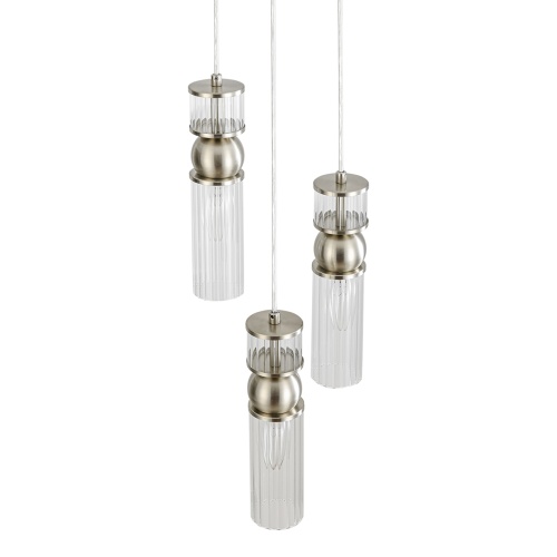LUMION 8277/3A MODERNI LN26 163 сатин никель/прозрачный, металл/стекло Подвес Е14 3*40W 220V DENVER фото 7