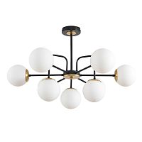 LUMION 8375/9C MODERNI LN26 172 черный/латунь/белый, металл/стекло Люстра потолочная E27 9*60W 220V ELRONA