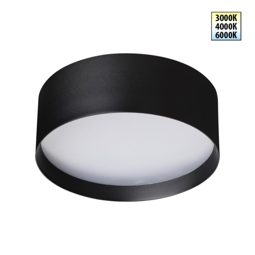 NOVOTECH 359599 OVER NT25 394 черный Светильник накладной светодиодный с переключ. цв. температуры IP20 LED 24W 220-240V 3000К\4000К\6000К ORBIS