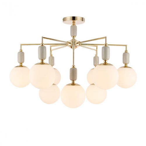 LUMION 6580/9C CLASSI LN26 36 французское золото, серый/белый металл, керамика/стекло Люстра потолочная E14 9*40W 220V VIVIEN фото 6