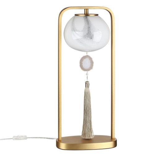 ODEON LIGHT EXCLUSIVE 5432/1T MODERN ODL_EX26 089 золотой(под латунь)/стекло/кисточка/агат Настольная лампа E14 1*40W FIOLENT