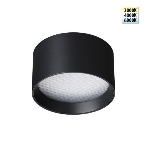 NOVOTECH 359595 OVER NT25 392 черный Светильник накладной светодиодный с переключ. цв. температуры IP20 LED 12W 220-240V 3000К\4000К\6000К ORBIS
