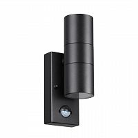 ODEON LIGHT 4389/2W HIGHTECH ODL23 000 черный/металл/пвх стойкий к УФ излучению Настенный светильник с датчиком движения IP44 LED GU10 14W MOTTO
