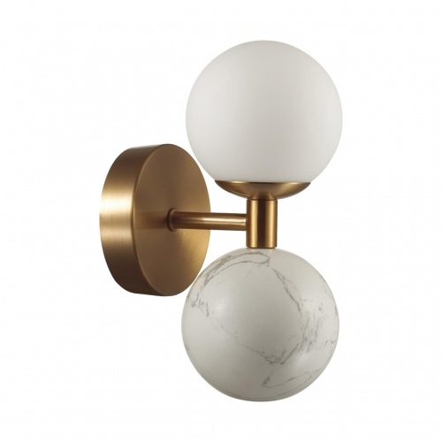 ODEON LIGHT 4359/6WL MIDCENT ODL25 175 Настенный светильник под латунь/металл/стекло/белый мрамор IP20 LED 1*6W 3000K 220V LOLLA