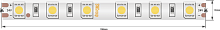 Лента со скотчем 3М светодиодная стандарт 5050, 60 LED/м, 14,4 Вт/м, 24В , IP65, Цвет: Холодный белый