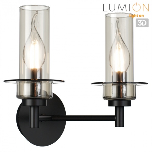 LUMION 6555/2W CLASSI LN26 100 черный/дымчатый/металл/стекло Бра E14 2*40W 220V MADONNA фото 2