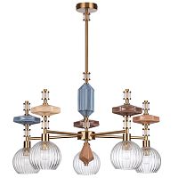 ODEON LIGHT EXCLUSIVE 5414/5 MODERN ODL_EX26 021 античная бронза/терракот/синий/бежевый/коричневый/металл/керамика Люстра E14 5*40W TERRA