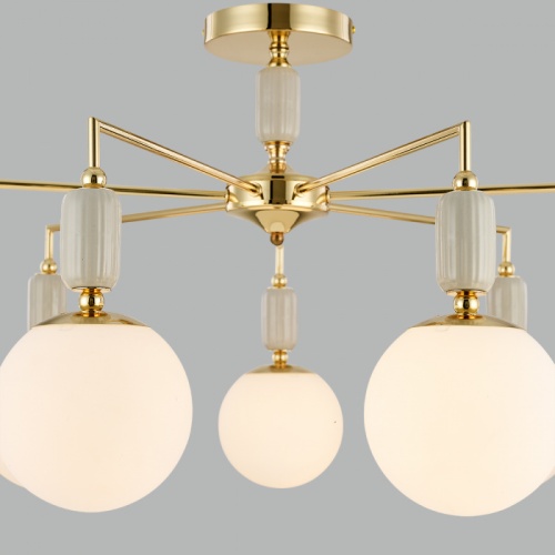 LUMION 6580/7C CLASSI LN26 36 французское золото, серый/белый металл, керамика/стекло Люстра потолочная E14 7*40W 220V VIVIEN фото 4