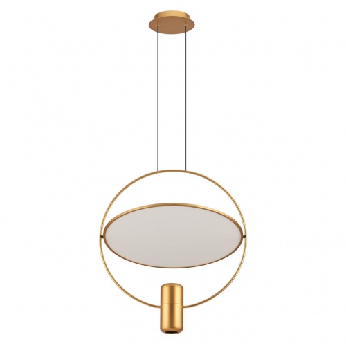 ODEON LIGHT 7028/2L HIGHTECH ODL25 000 золото/белый матовый/ металл/акрил Подвесной светильник золот. поворотный 150° IP20 LED GU10 2*7W ORBITE