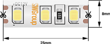 Лента со скотчем 3М светодиодная стандарт 2835, 120 LED/м, 9,6 Вт/м, 12В , IP65, Цвет: Холодный белый