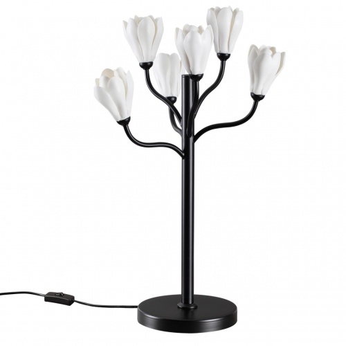 ODEON LIGHT 5090/6T MODERN ODL25 553 черный матовый/белый/фарфор Настольная лампа G4 LED 6*5W GARDI