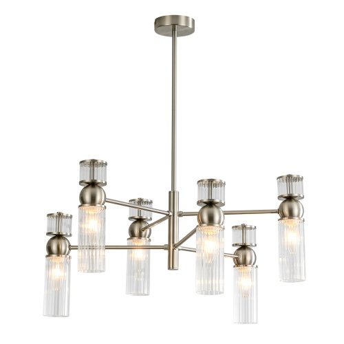 LUMION 8277/6 MODERNI LN26 164 сатин никель/прозрачный, металл/стекло Люстра Е14 6*40W 220V DENVER фото 7