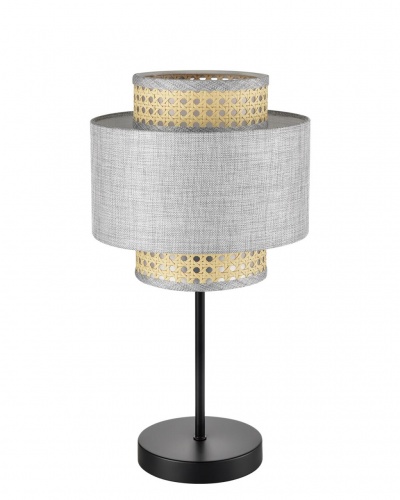 LUMION 8043/1T MODERNI LN26 338 черный/серый/бежевый, металл/текстиль/ротанг Настольная лампа Е27 1*60W 220V LAUNA