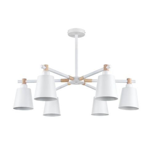 LUMION 8097/6C MODERNI LN26 342 белый/белый металл, дерево/металл Люстра потолочная Е27 6*60W 220V ROSALINA
