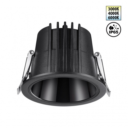 NOVOTECH 359425 SPOT NT24 512 черный Светильник встраиваемый с переключателем цв. температуры IP65 LED 10W 170-265V 3000К\4000К\6000К LANG