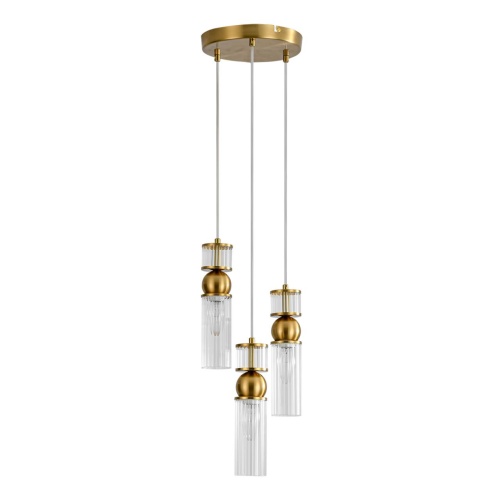 LUMION 8276/3A MODERNI LN26 161 латунь/прозрачный, металл/стекло Подвес Е14 3*40W 220V DENVER