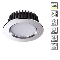 NOVOTECH 357601 SPOT NT18 492 хром Встраиваемый светильник IP44 LED 3000K 10W 100-265V DRUM