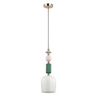 ODEON LIGHT EXCLUSIVE 4861/1 CLASSIC ODL_EX21 131 золото/разноцветн./керамика/стекло Подвес E14 1*40W CANDY