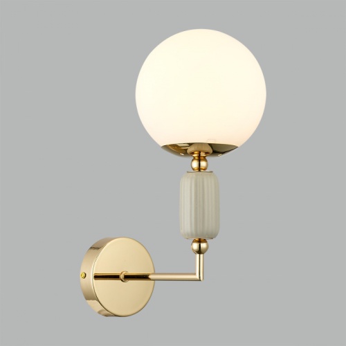 LUMION 6580/1W CLASSI LN26 36 французское золото, серый/белый металл, керамика/стекло Настенный светильник E14 1*40W 220V VIVIEN фото 5