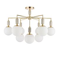 LUMION 6580/9C CLASSI LN26 36 французское золото, серый/белый металл, керамика/стекло Люстра потолочная E14 9*40W 220V VIVIEN