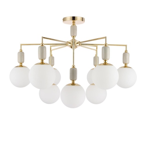 LUMION 6580/9C CLASSI LN26 36 французское золото, серый/белый металл, керамика/стекло Люстра потолочная E14 9*40W 220V VIVIEN