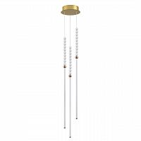 ODEON LIGHT 6639/33L HIGHTECH ODL24 225 металл/античная бронза/белые бусы из акрила Подвесной светильник IP 20 LED 33W 3500K 220V MONELLA