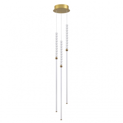 ODEON LIGHT 6639/33L HIGHTECH ODL24 225 металл/античная бронза/белые бусы из акрила Подвесной светильник IP 20 LED 33W 3500K 220V MONELLA