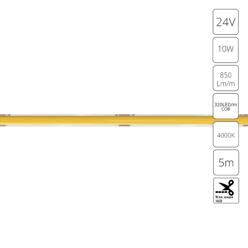 Светодиодная лента 24V 10W/m 4000К 5м IP20 Arte Lamp LANE A2432005-02-4K Светодиодная лента 24V 10W/m 4000К 5м IP20 Arte Lamp LANE A2432005-02-4K