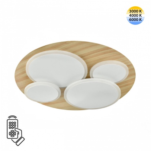 SONEX 7734/60L MITRA LED SN 602 Светильник металл/акрил/стекло/белый/под дерево LED 60Вт 3000-6500К D450 IP20 пульт ДУ PINE