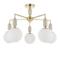 LUMION 6580/5C CLASSI LN26 36 французское золото, серый/белый металл, керамика/стекло Люстра потолочная E14 5*40W 220V VIVIEN