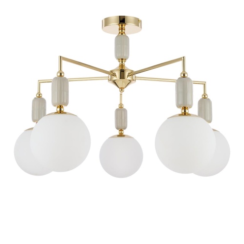 LUMION 6580/5C CLASSI LN26 36 французское золото, серый/белый металл, керамика/стекло Люстра потолочная E14 5*40W 220V VIVIEN