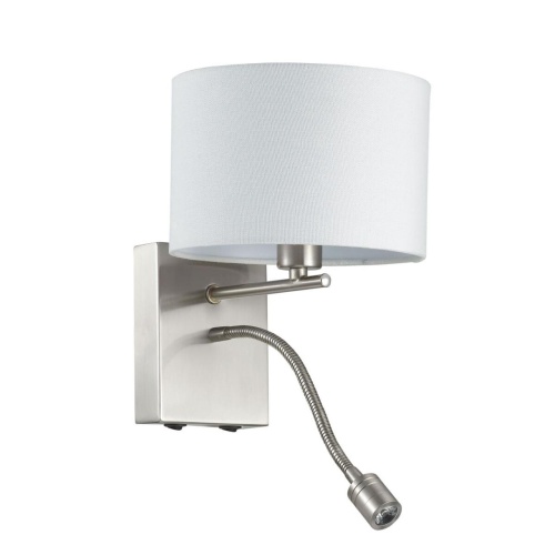 LUMION 3745/1A MODERNI LN26 525 никель/белый, металл/текстиль Бра E14 40W + LED 3W 4000K 220V NIKKI