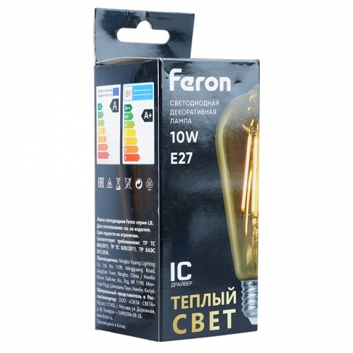 Лампа светодиодная Feron E27 10Вт 2700K 52165 фото 2 Лампа светодиодная Feron E27 10Вт 2700K 52165 фото 2
