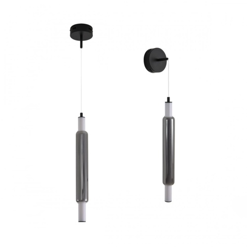 LUMION 6556/15WCL LEDIO LN26 280 черный/дымчатый, металл/акрил/стекло Бра/подвес LED 15W 4000К 220V TRENDY