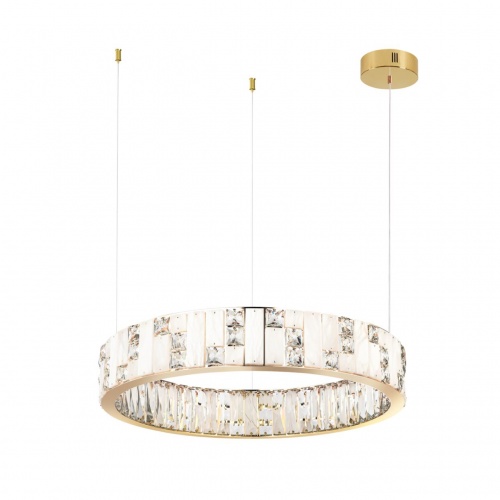 ODEON LIGHT 5072/80L HALL ODL24 597 золото/прозрачный/белый/металл/хрусталь/алебастр Люстра LED 63W 3700K CROSSA